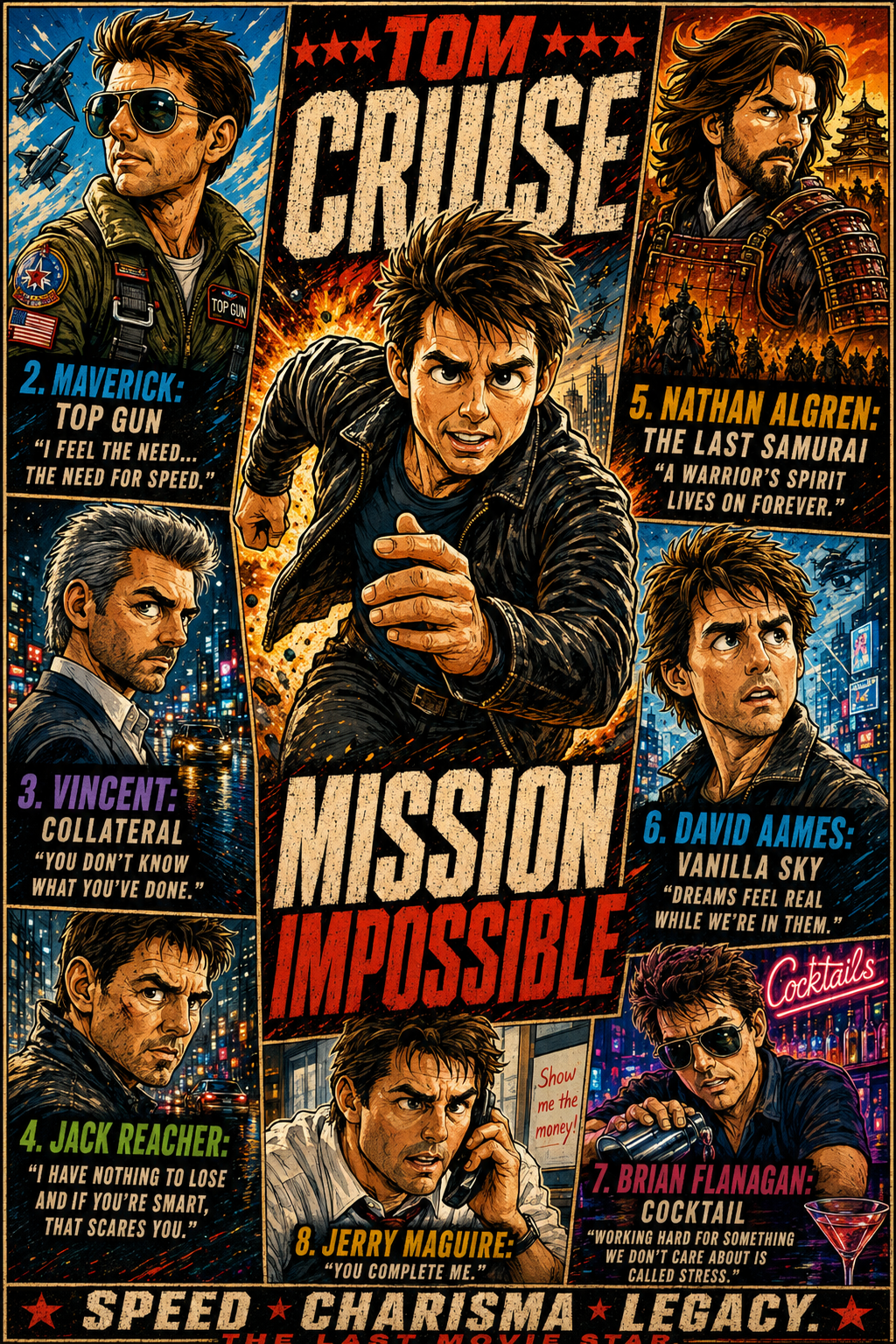 Tom Cruise | Movie Legend Poster | Original Caricature Art
