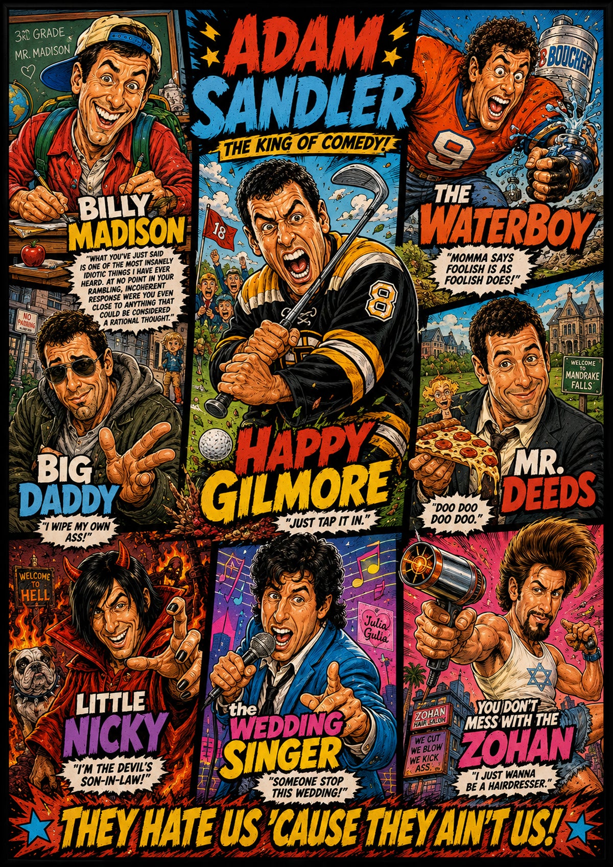 Adam Sandler – The Movies Poster | Original Caricature Art