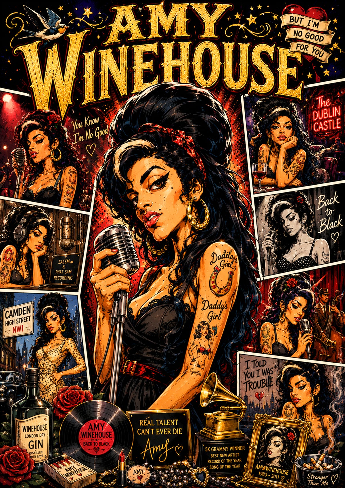 Amy Winehouse – Back to Black Poster | Original Caricature Art