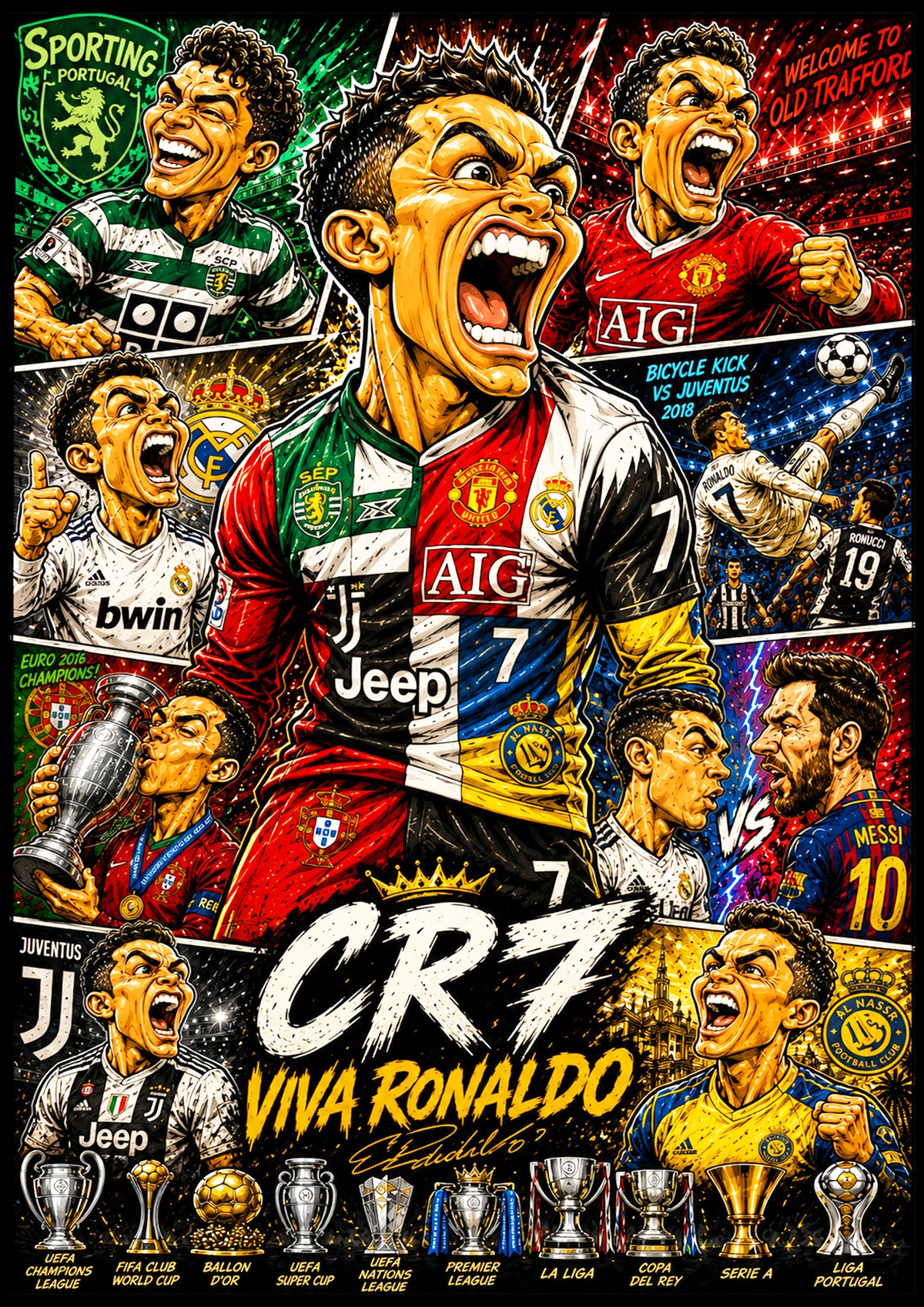 Cristiano Ronaldo Football Poster | Icons & Legends