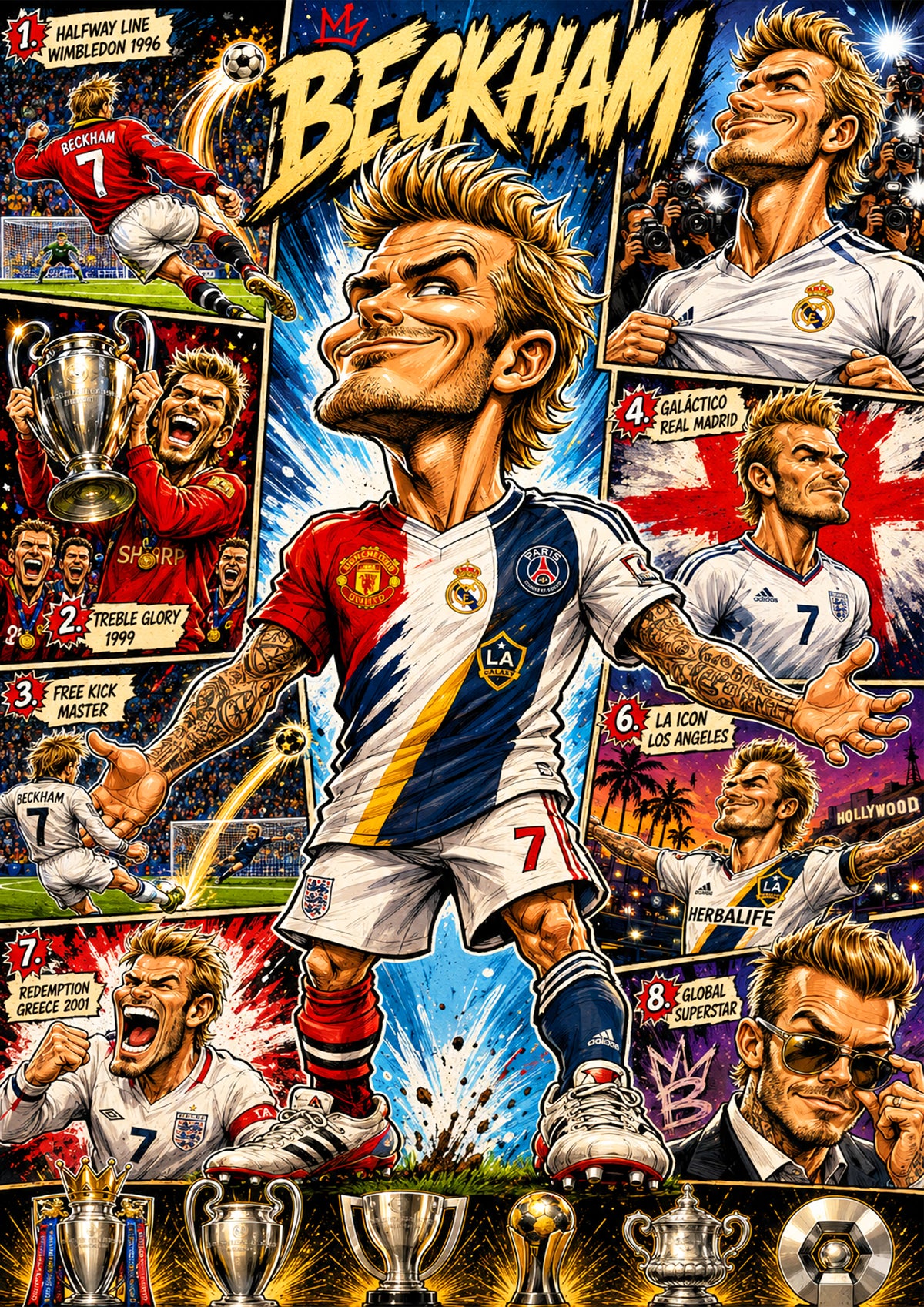 David Beckham Football Poster | Icons & Legends