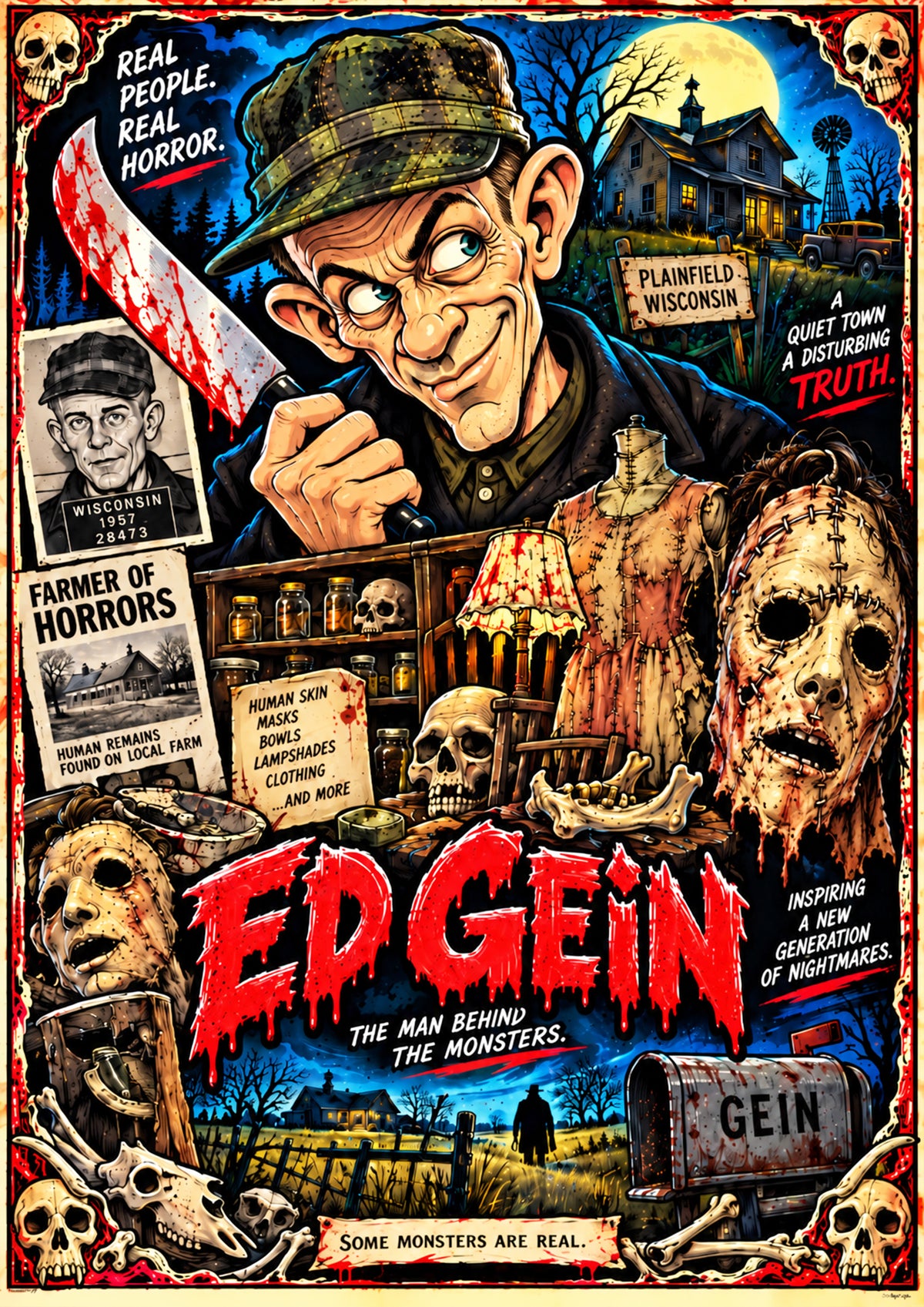 Ed Gein Dark History Poster | Icons & Legends