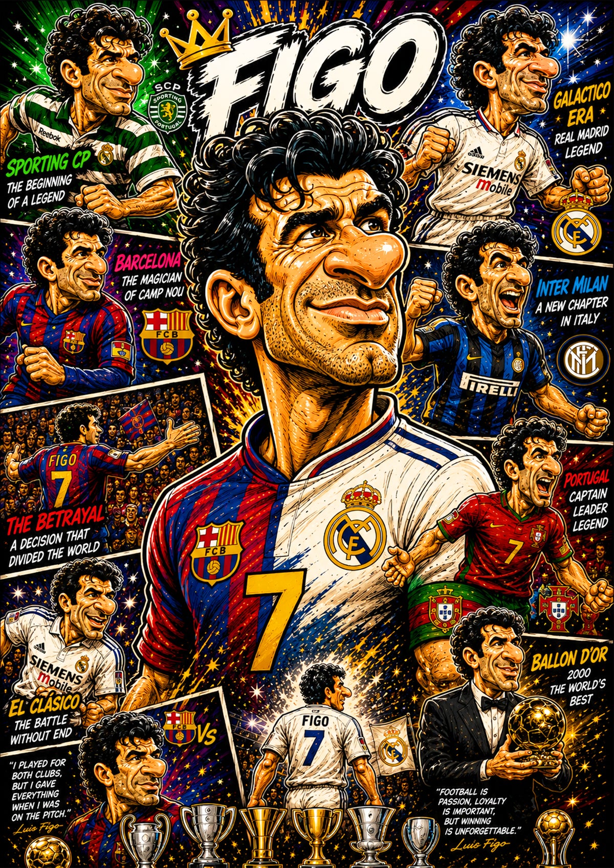 Luis Figo Football Poster | Icons & Legends
