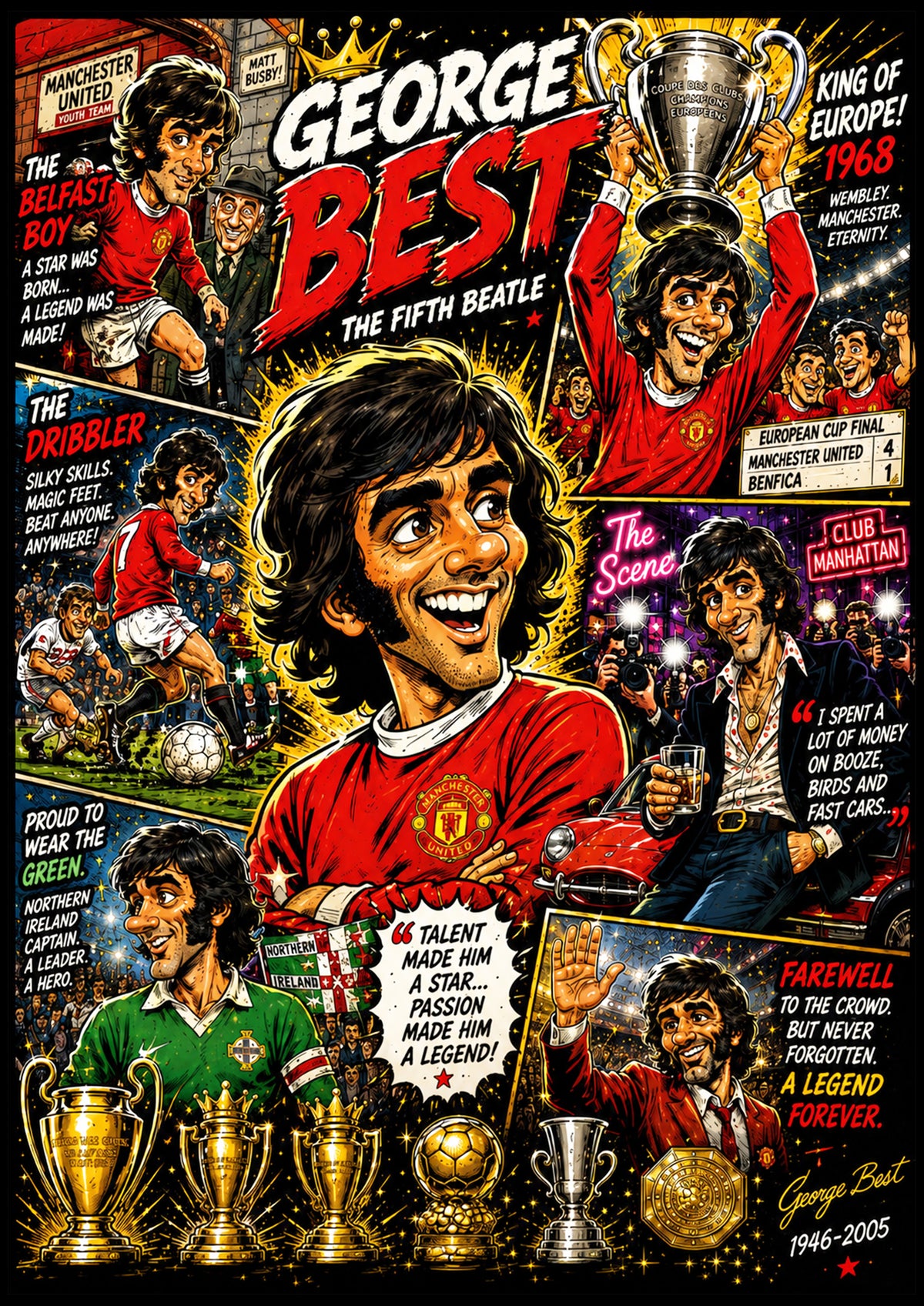 George Best Football Poster | Icons & Legends