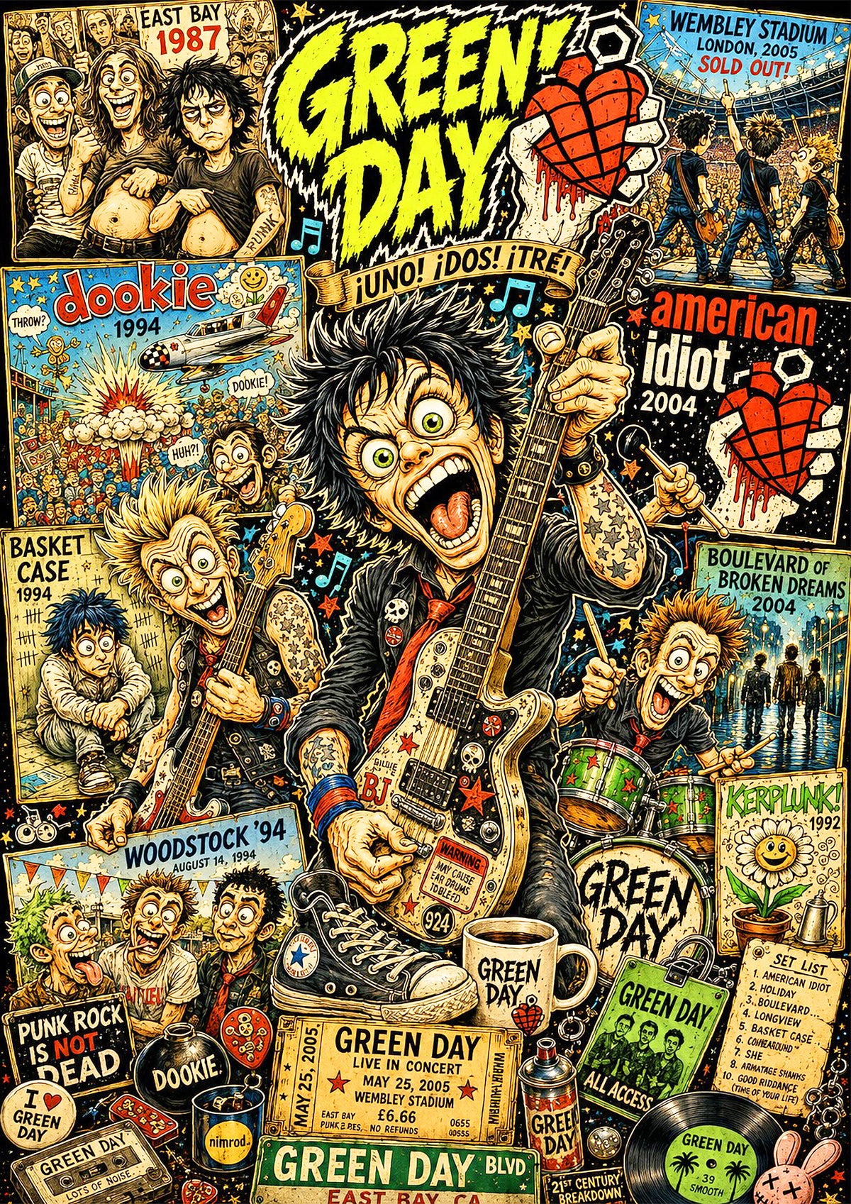 Green Day Music Poster | Icons & Legends