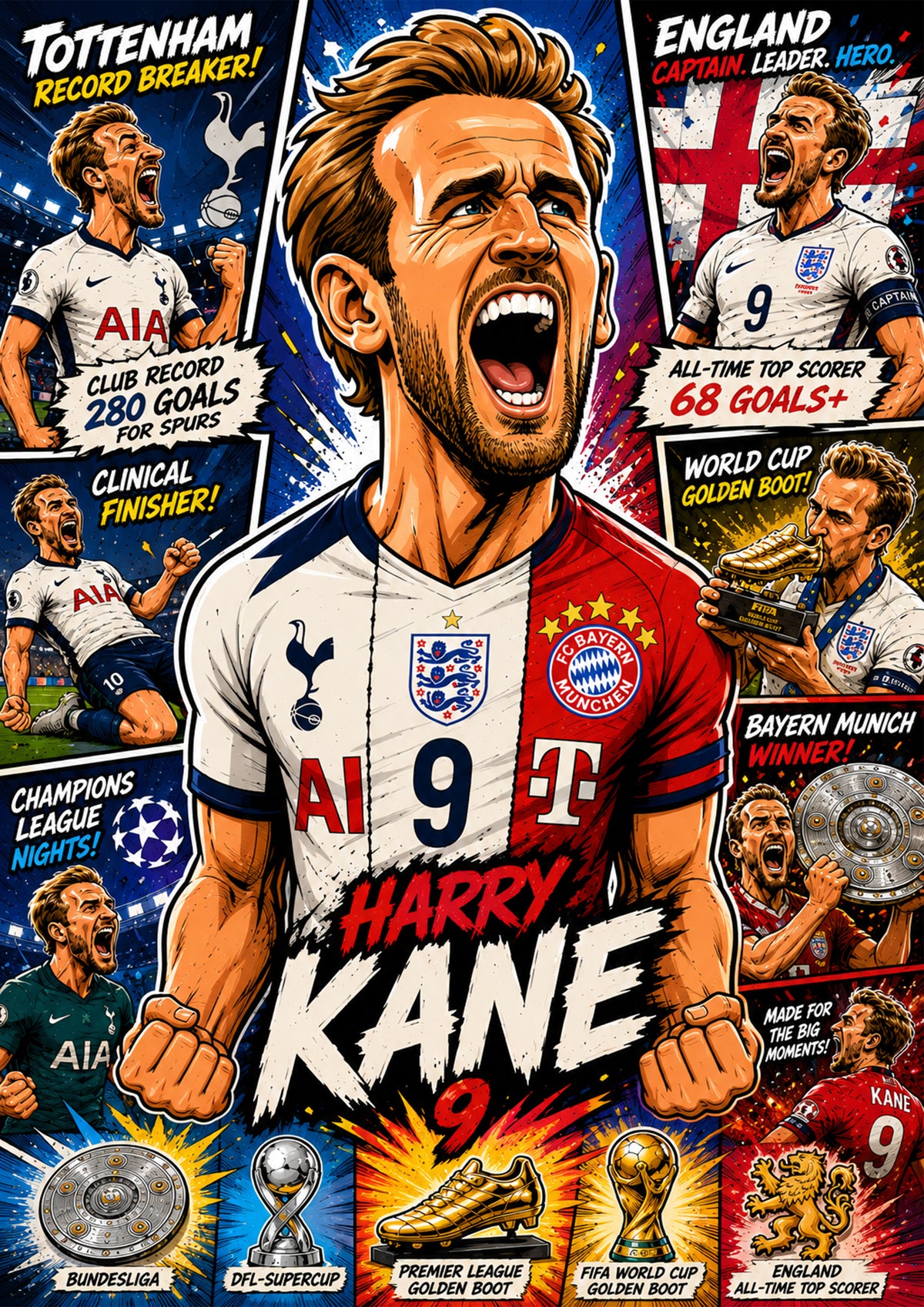 Harry Kane – England Football Poster | Icons & Legends