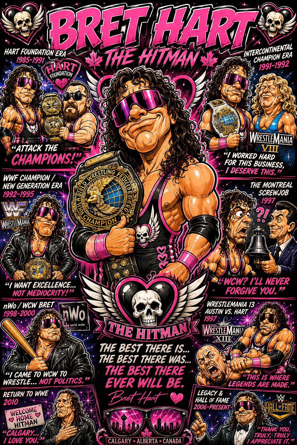Bret “Hitman” Hart – Wrestling Legend Poster | Icons & Legends