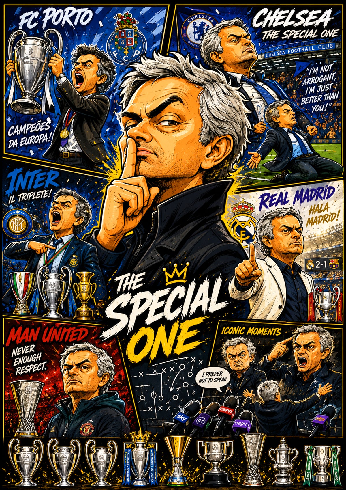 José Mourinho | Football Legend Poster | Original Caricature Art