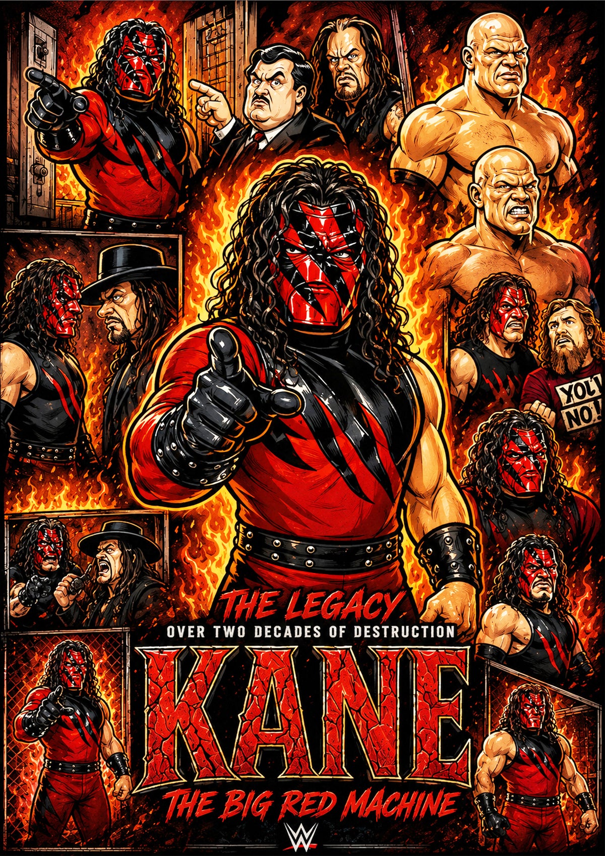 WWE Kane | Wrestling Legend Poster | Original Caricature Art