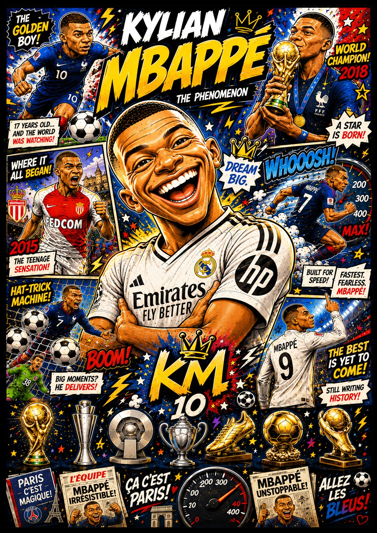 Kylian Mbappé | Football Legend Poster | Original Caricature Art