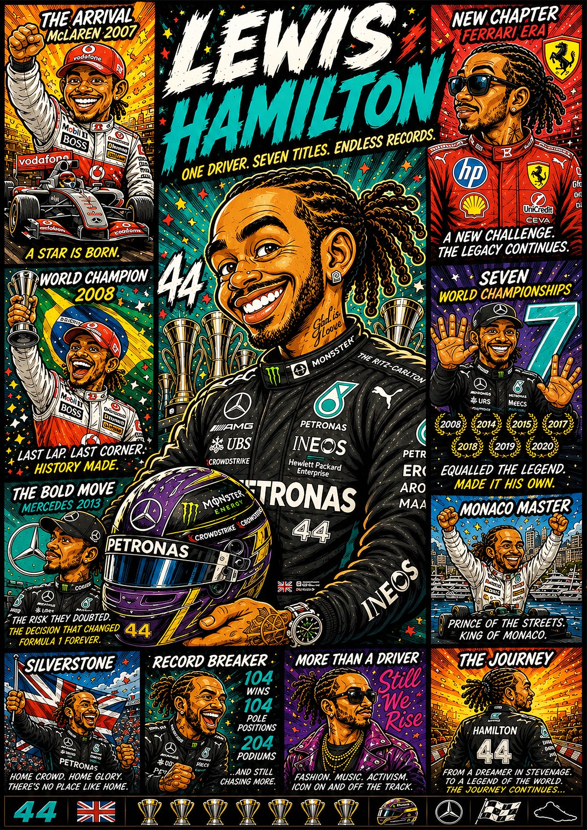Lewis Hamilton | F1 Legend Poster | Original Caricature Art