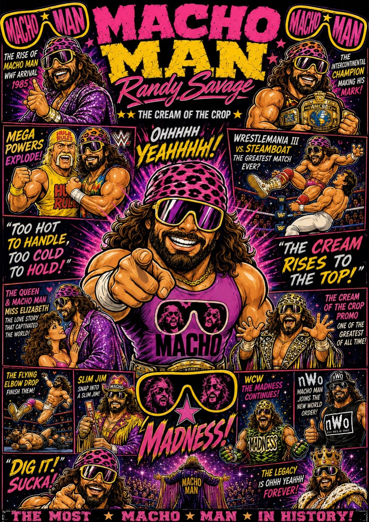 Macho Man Randy Savage | Wrestling Legend Poster | Original Caricature Art