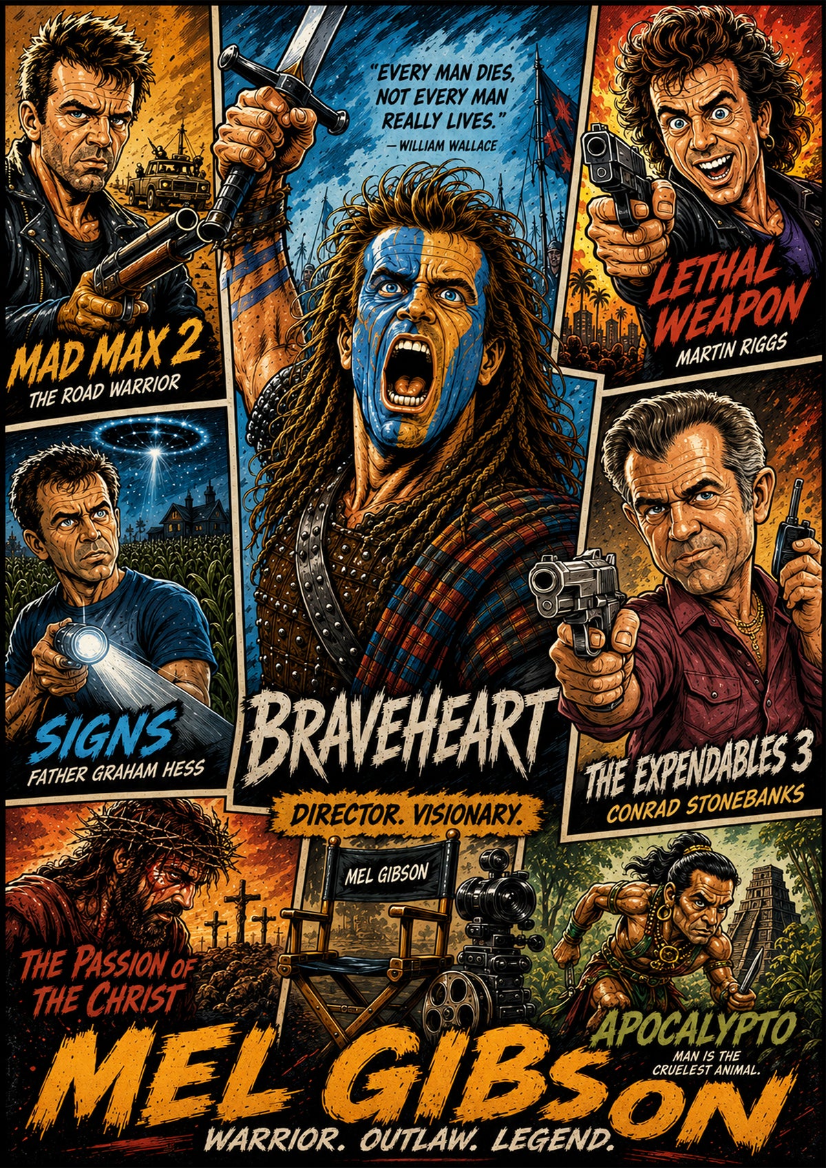 Mel Gibson | Movie Legend Poster | Original Caricature Art