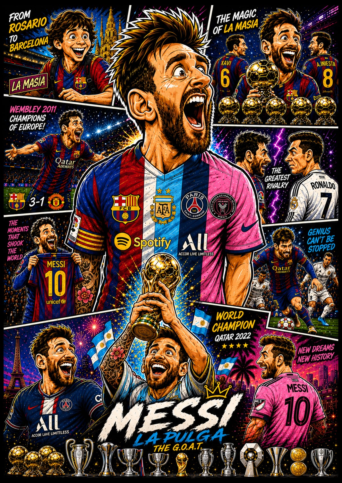 Lionel Messi | Football Legend Poster | Original Caricature Art