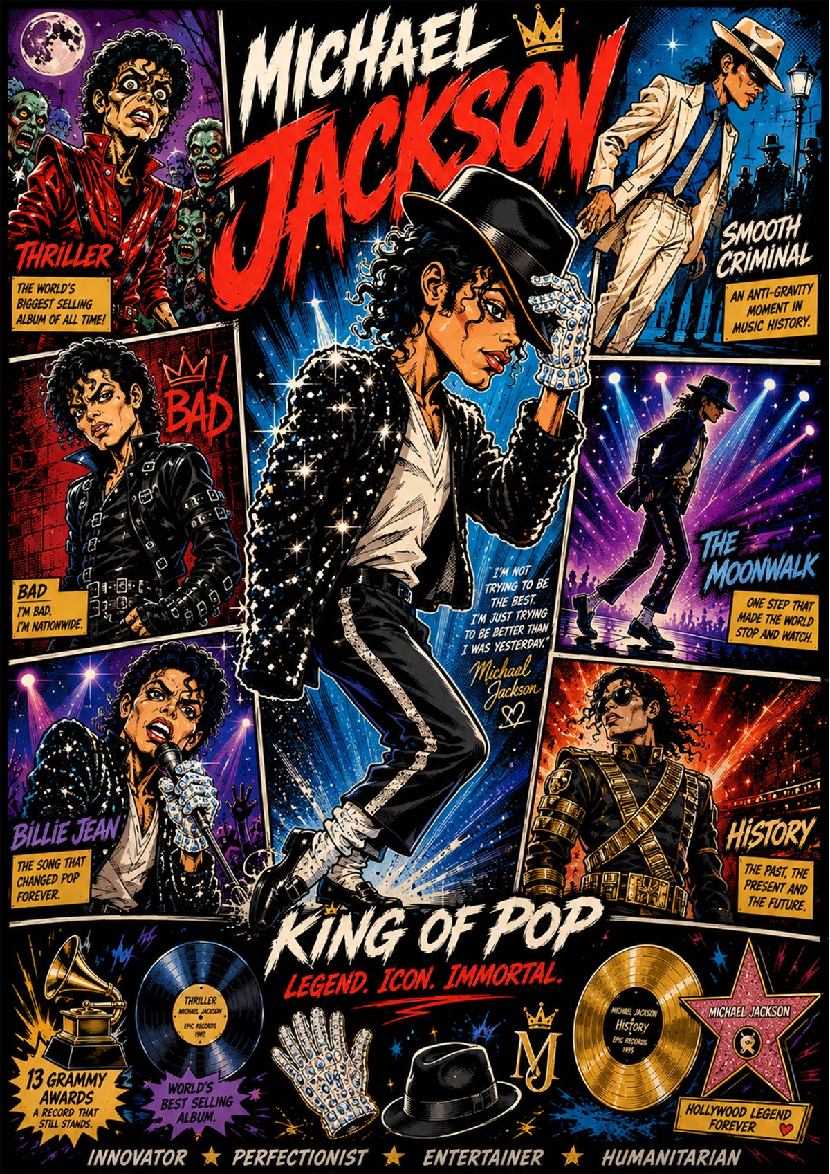 Michael Jackson | Music Legend Poster | Original Caricature Art