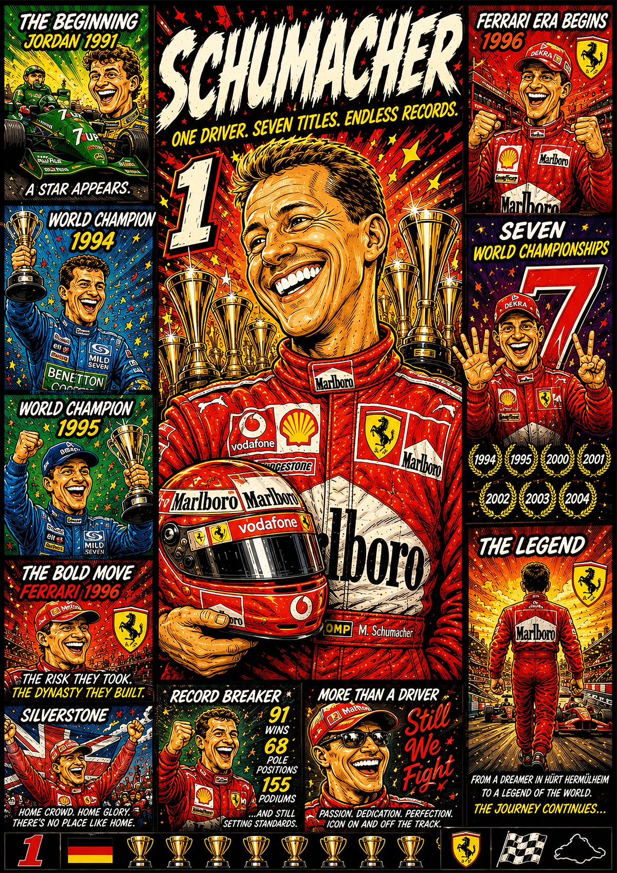 Michael Schumacher | F1 Legend Poster | Original Caricature Art