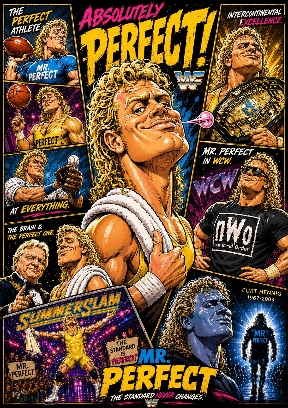 Mr Perfect | Wrestling Legend Poster | Original Caricature Art