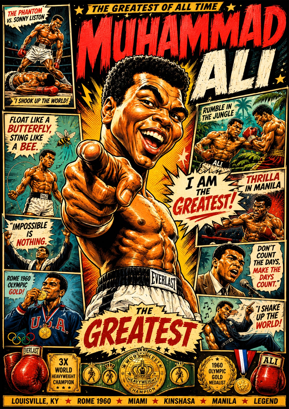 Muhammad Ali | Boxing Legend Poster | Original Caricature Art
