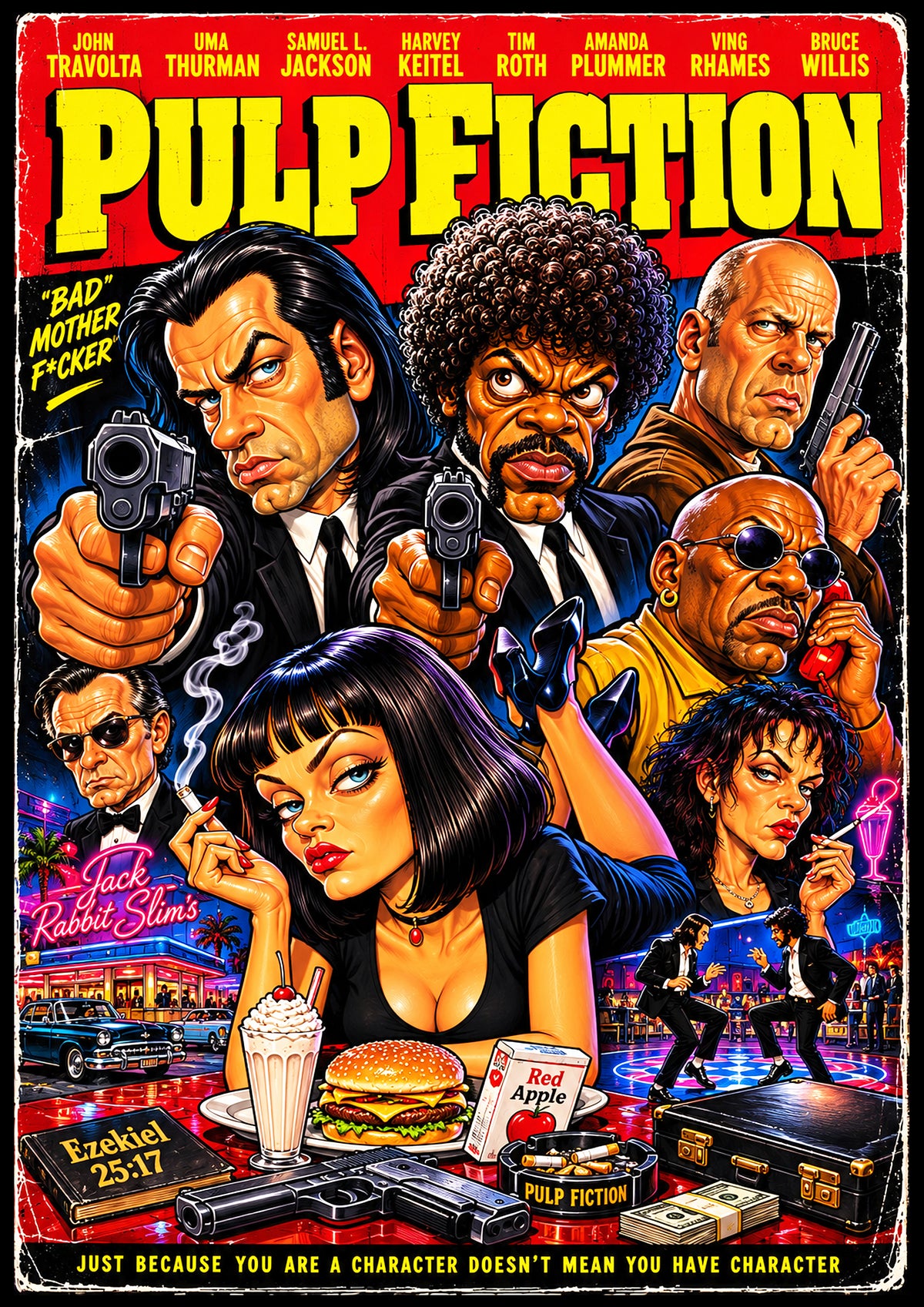 Pulp Fiction | Movie Legend Poster | Original Caricature Art