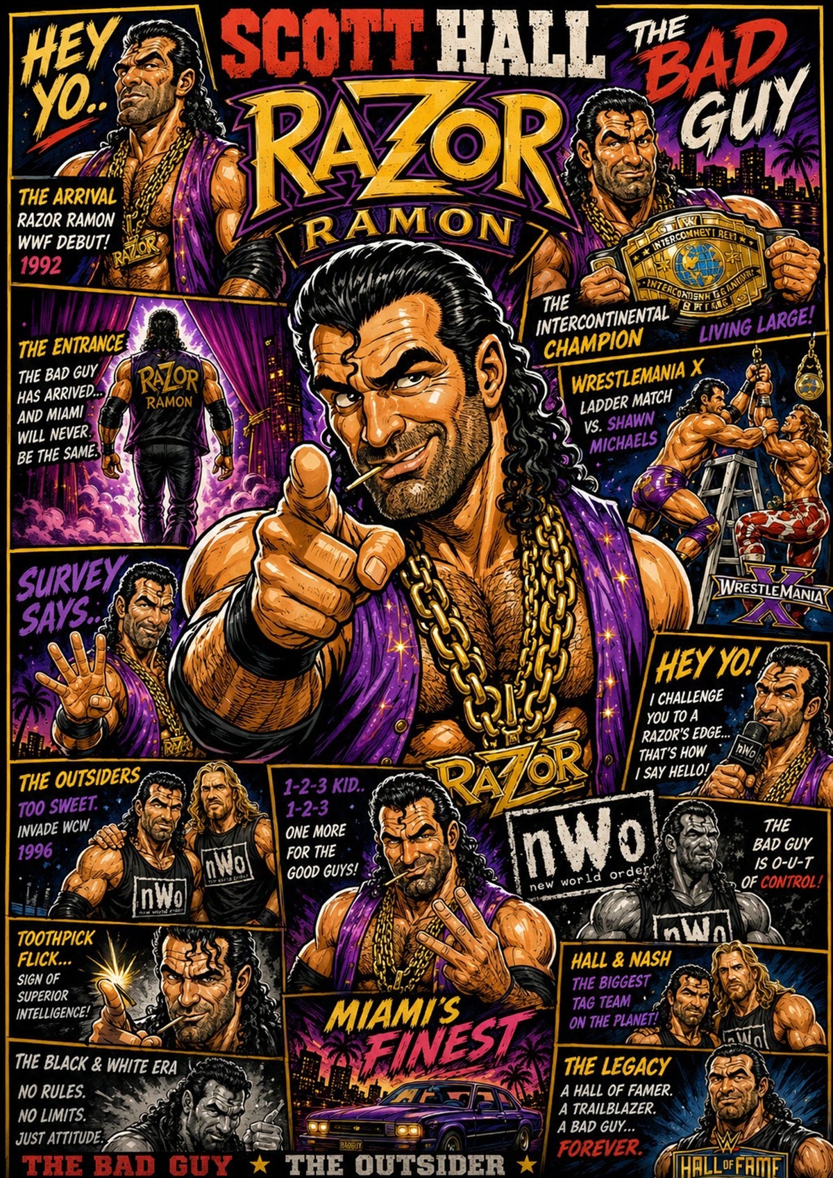 Razor Ramon | Wrestling Legend Poster | Original Caricature Art