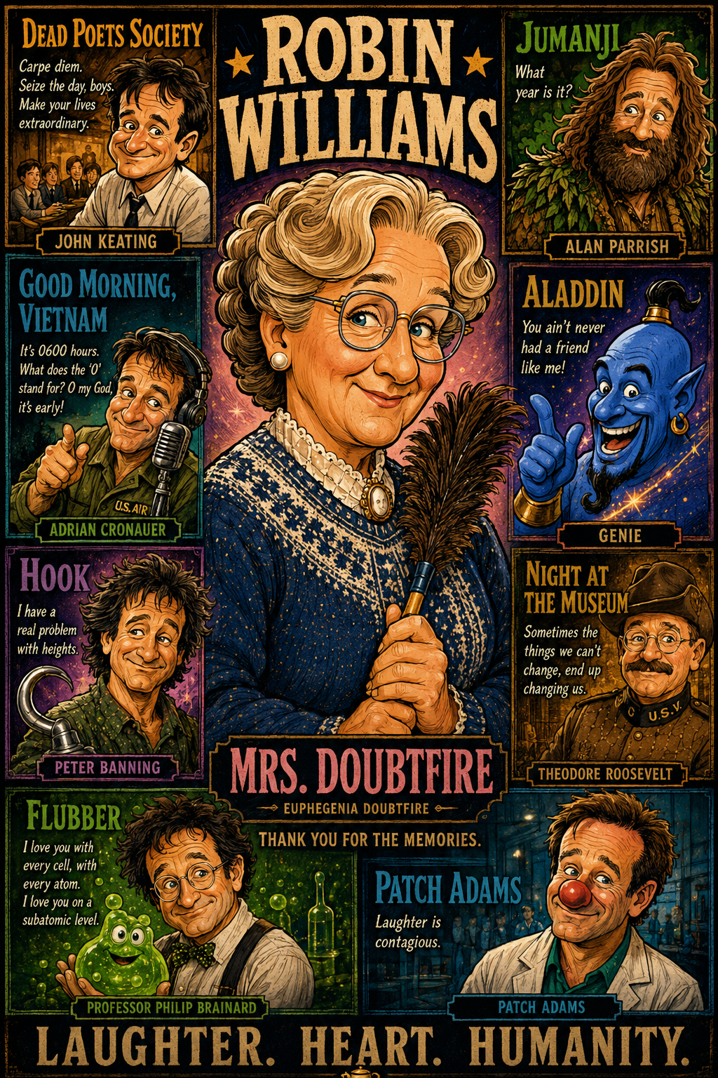 Robin Williams | Movie Legend Poster | Original Caricature Art