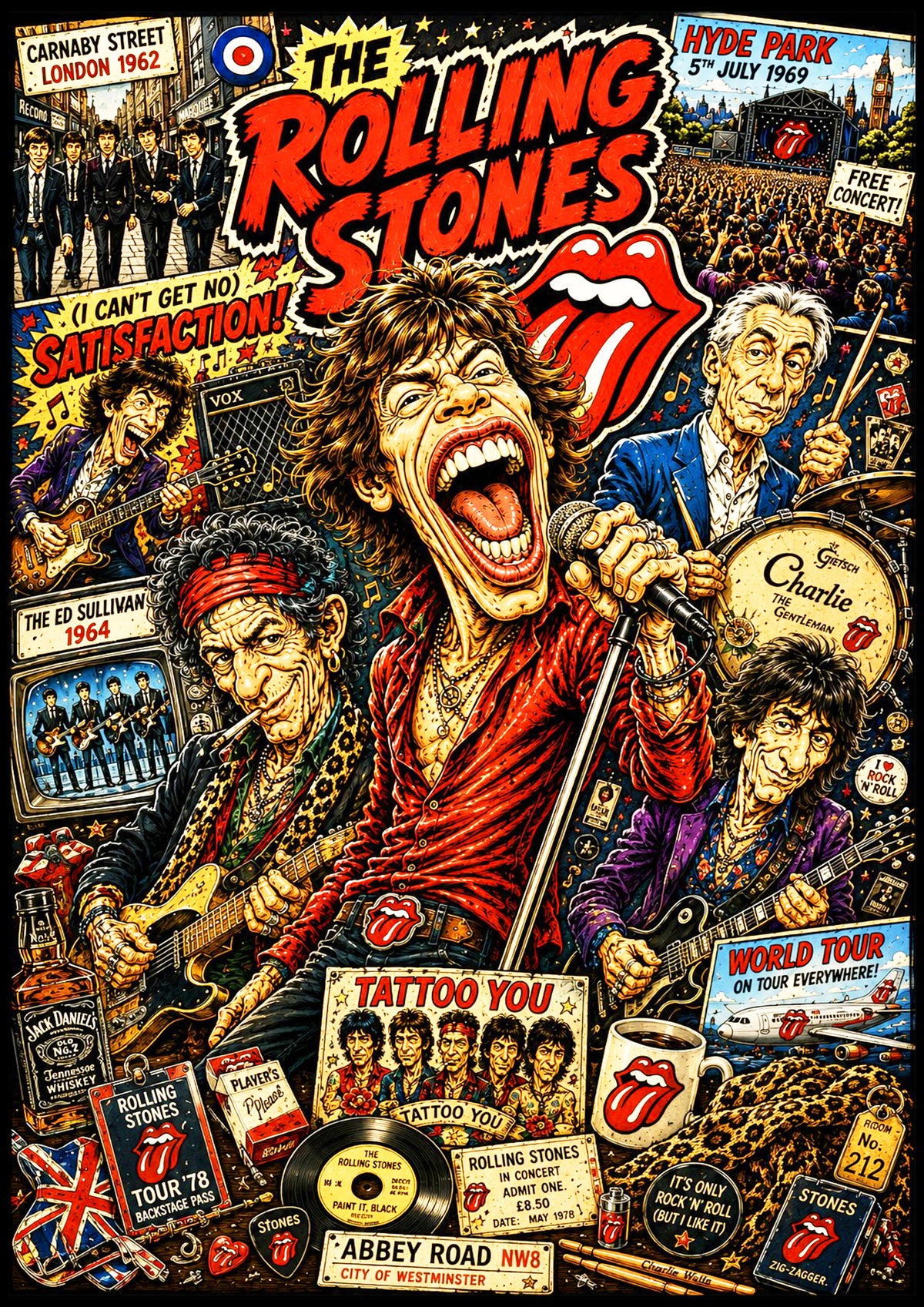 The Rolling Stones | Music Legend Poster | Original Caricature Art