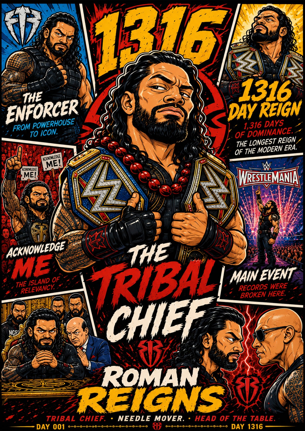 Roman Reigns | Wrestling Legend Poster | Original Caricature Art
