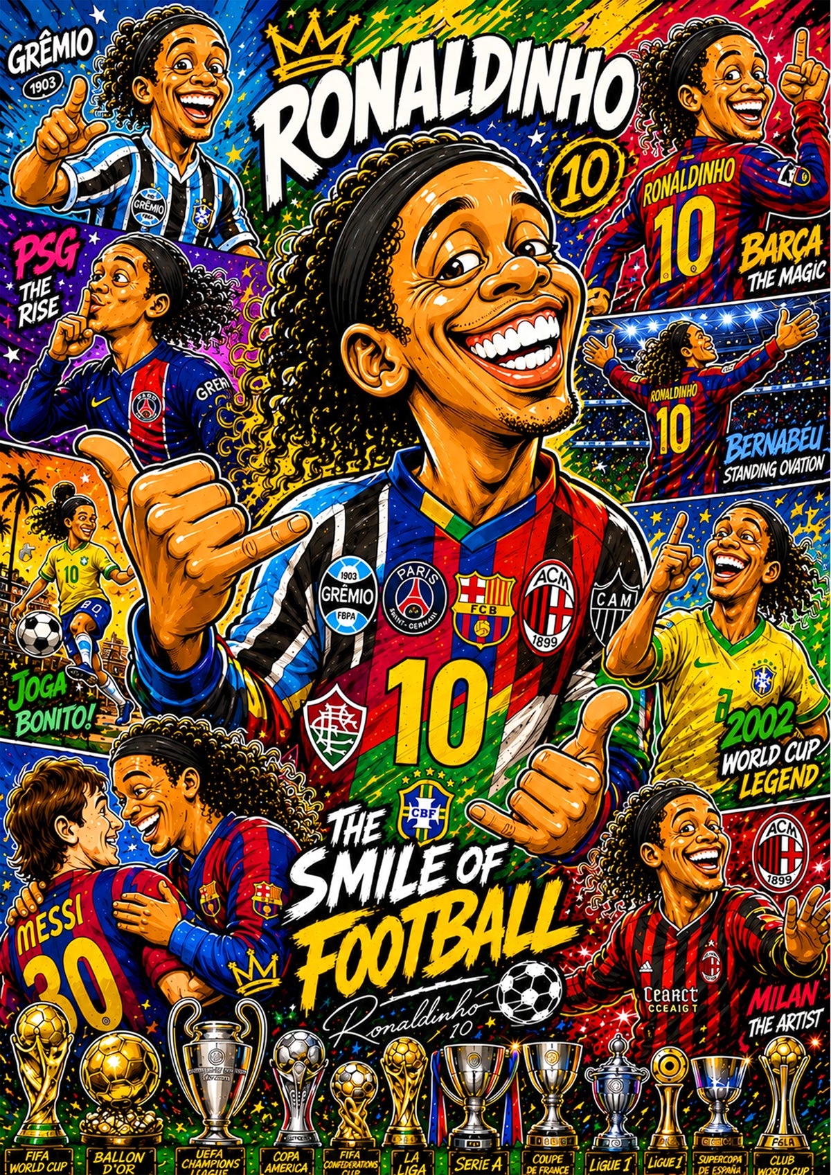 Ronaldinho | Football Legend Poster | Original Caricature Art