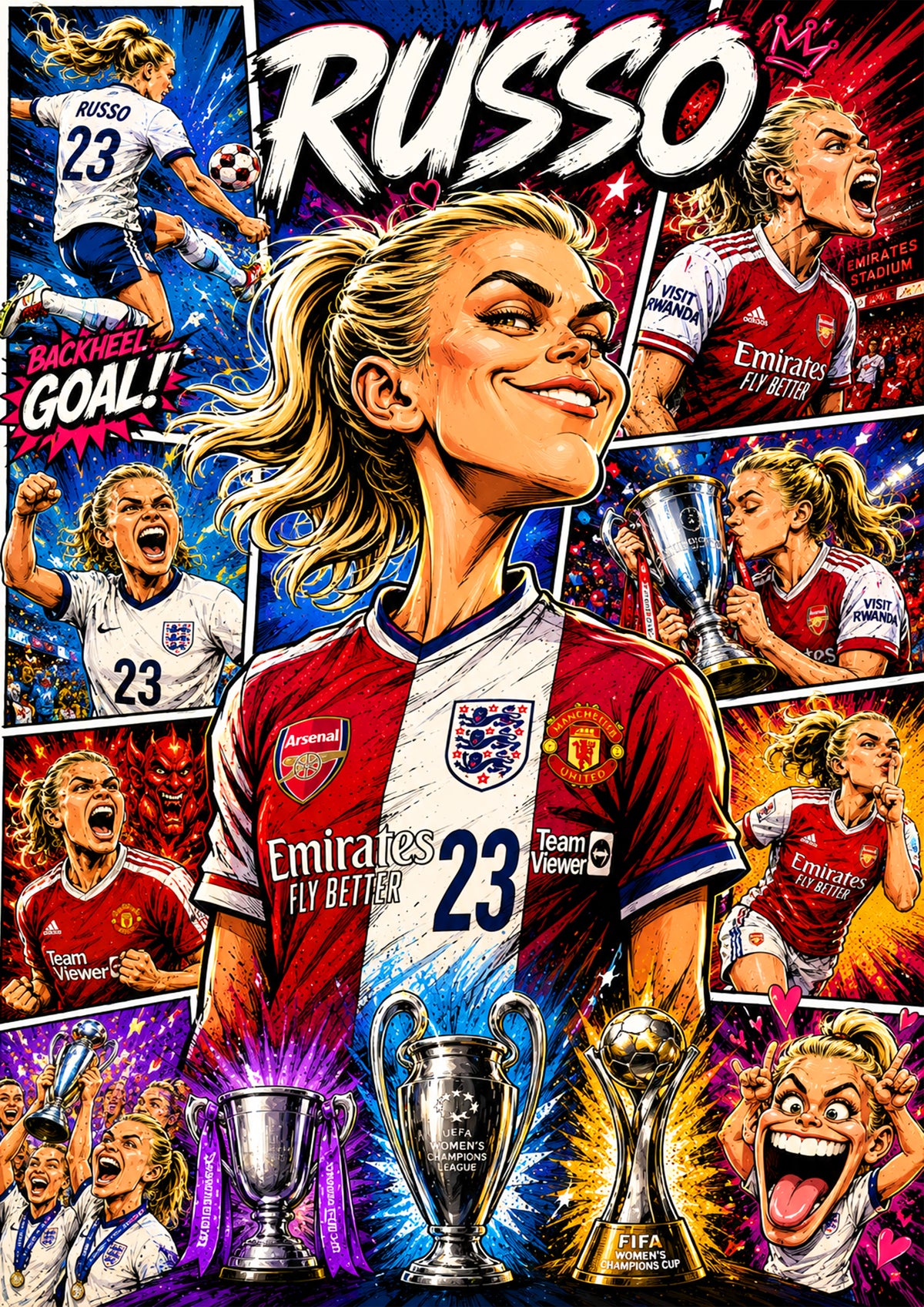 Alessia Russo | Football Legend Poster | Original Caricature Art