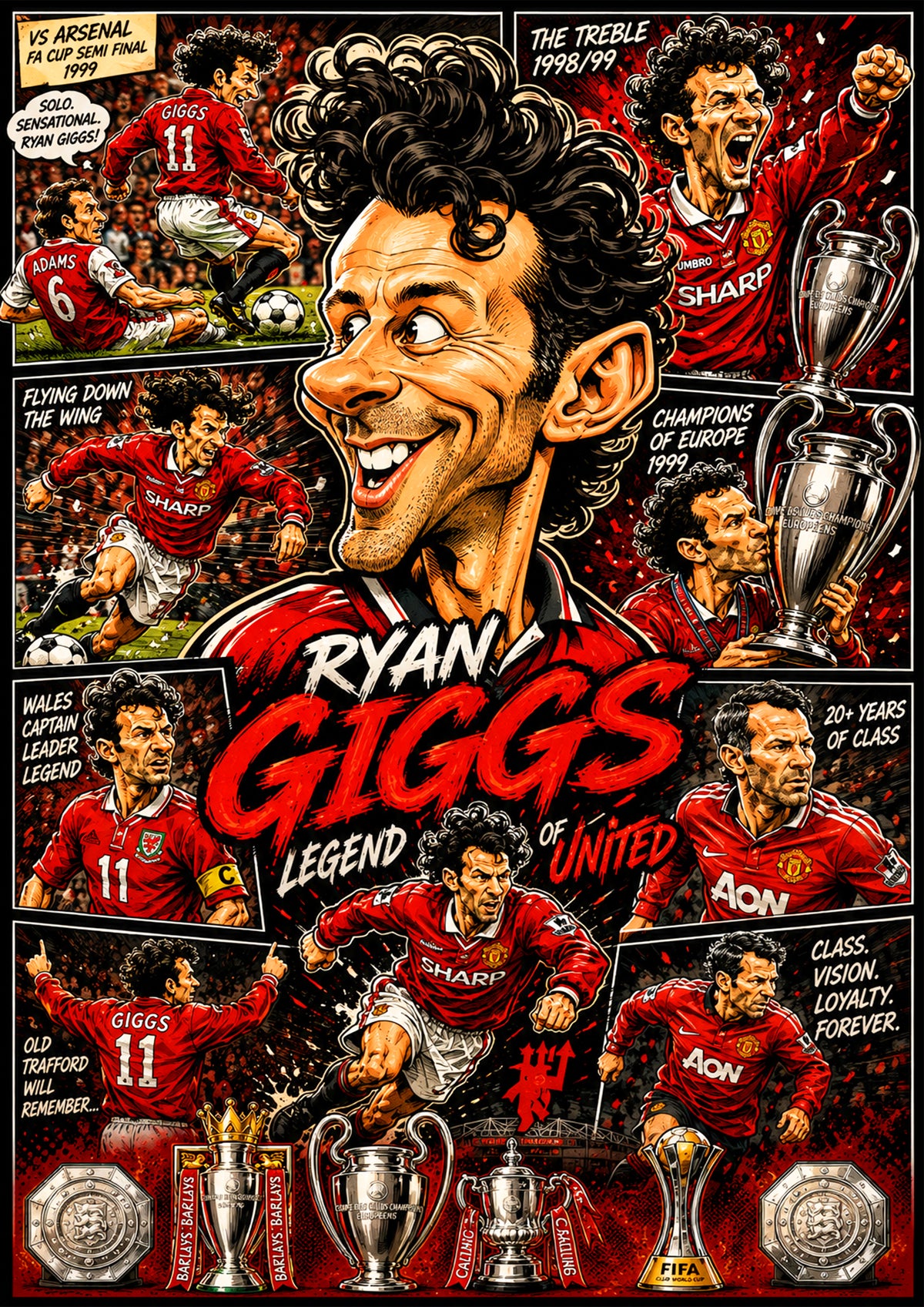 Ryan Giggs | Football Legend Poster | Original Caricature Art