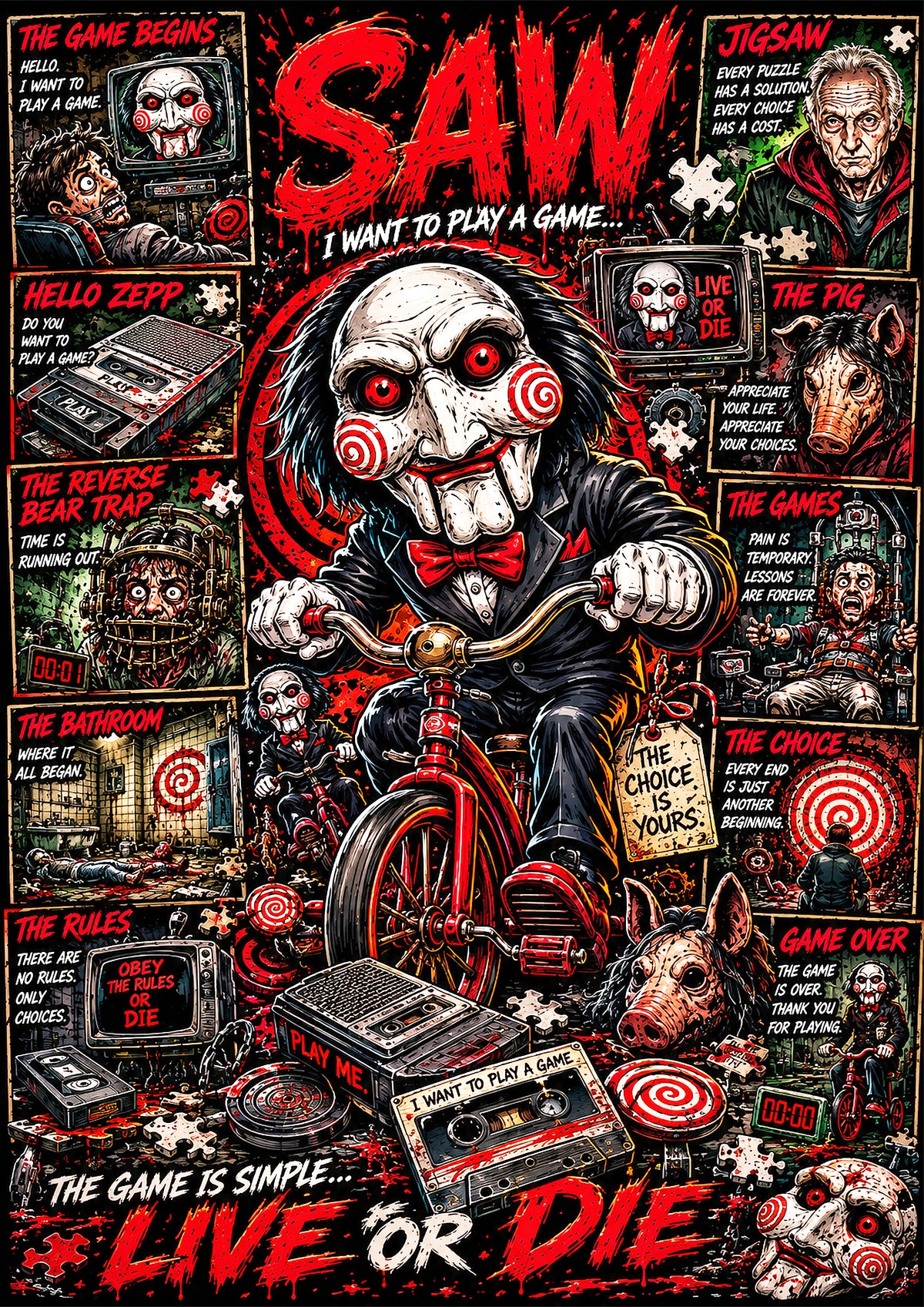 Saw | Movie Legend Poster | Original Caricature Art