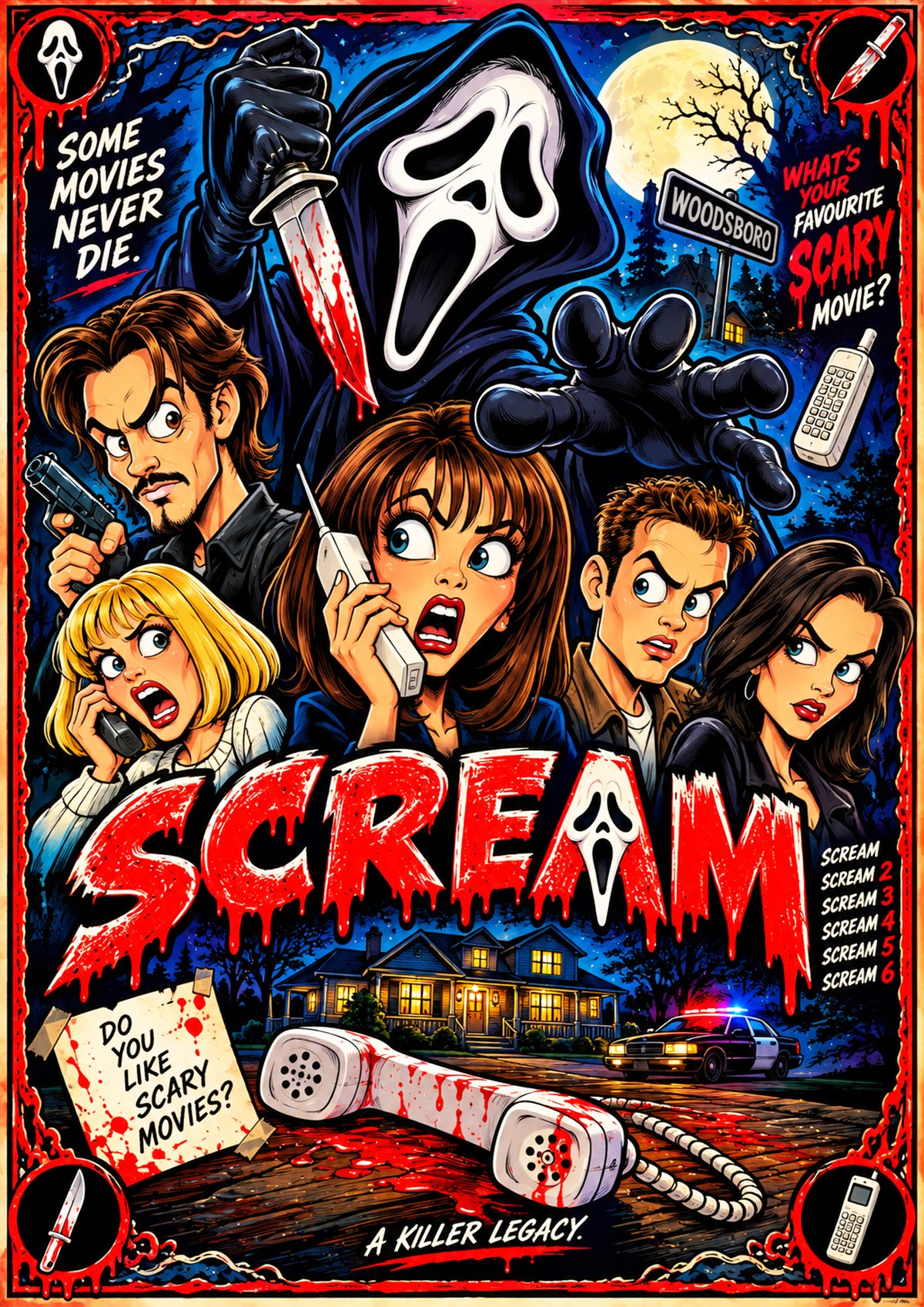 Ghostface | Scream Movie Poster | Original Caricature Art