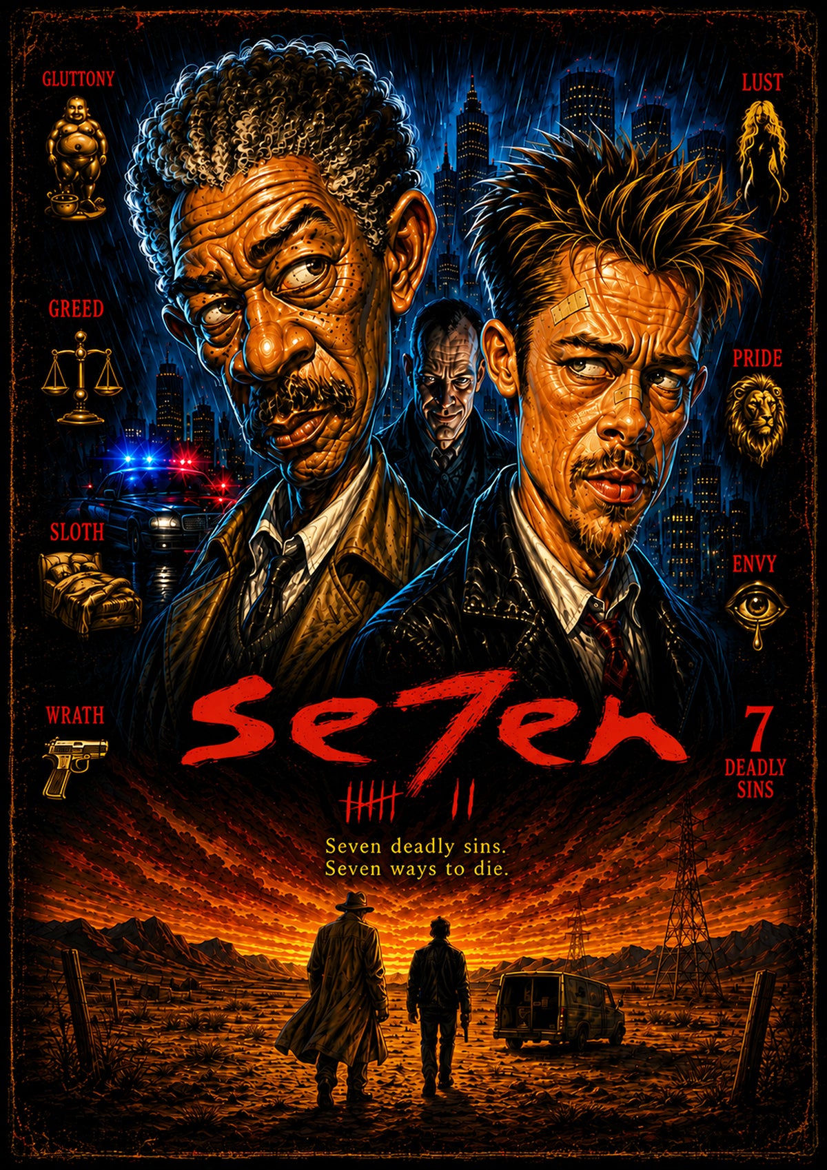 Se7en | Movie Legend Poster | Original Caricature Art