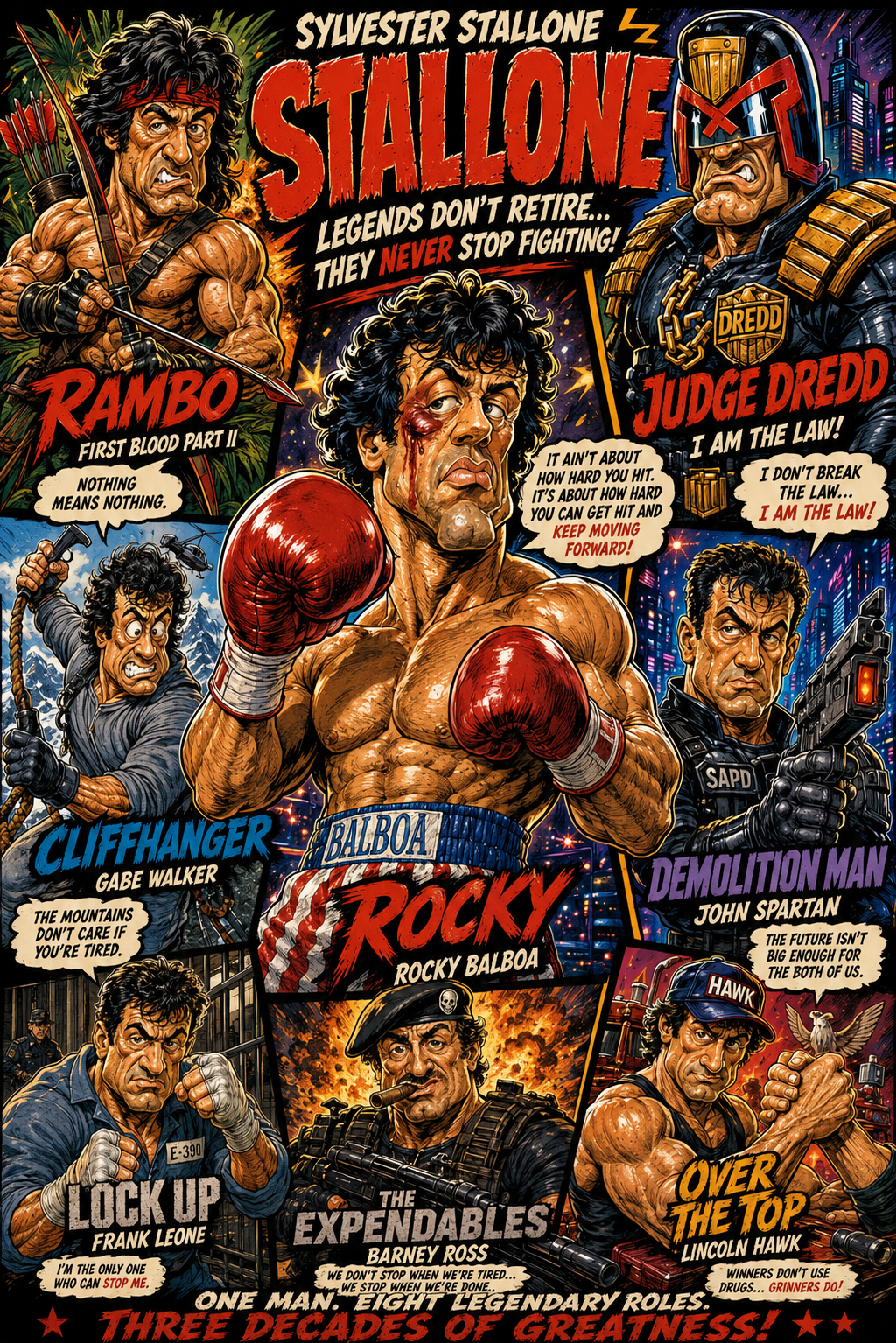 Sylvester Stallone | Movie Legend Poster | Original Caricature Art