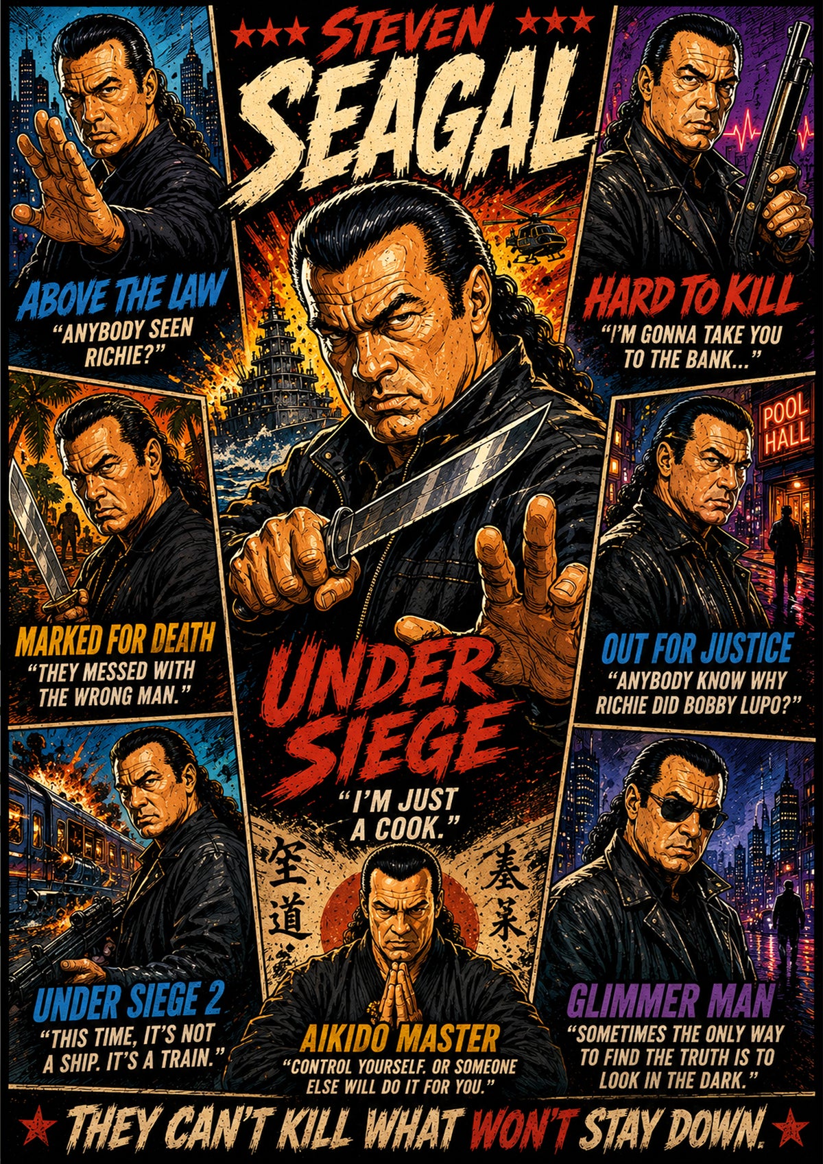 Steven Seagal | Movie Legend Poster | Original Caricature Art