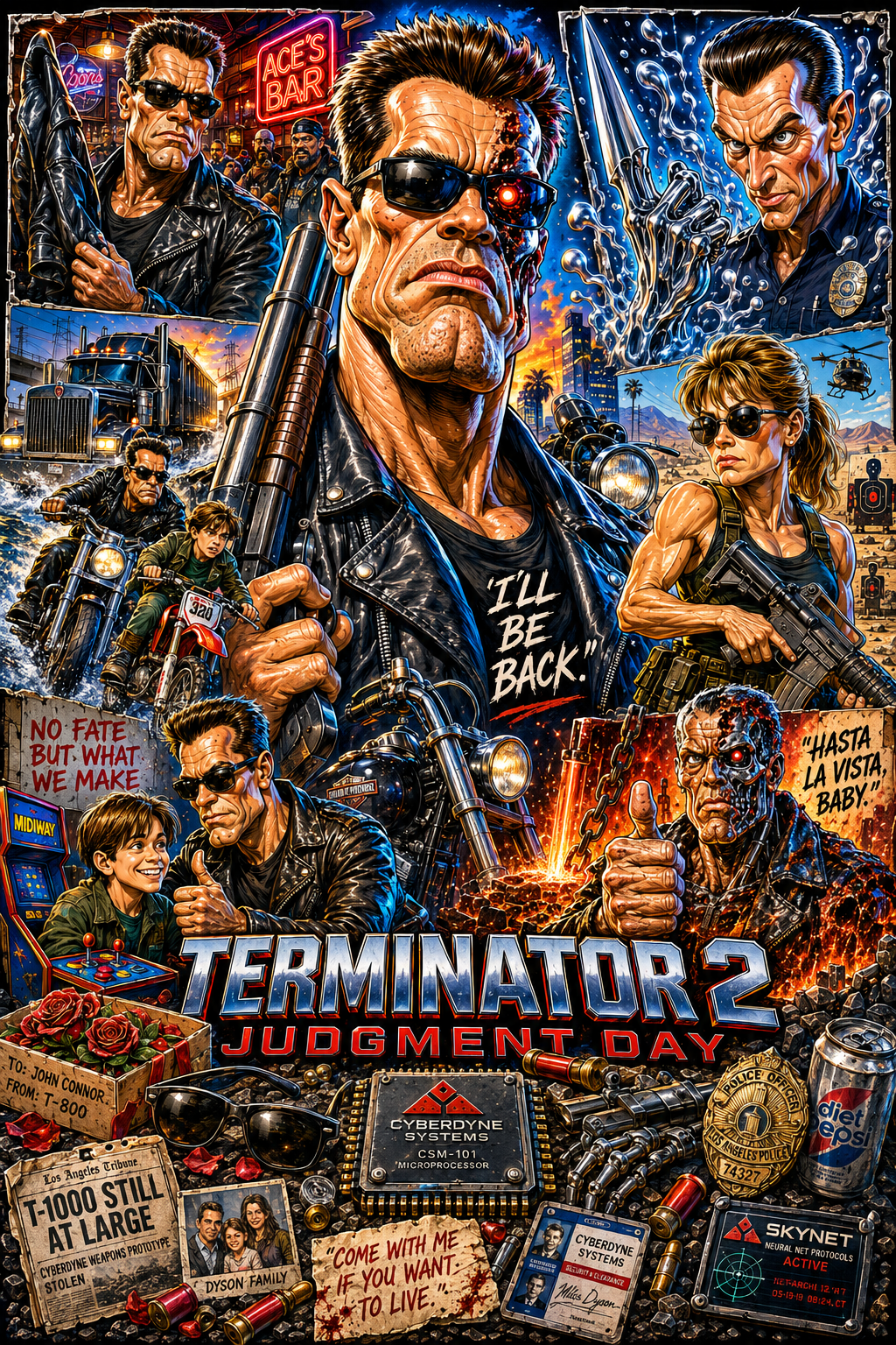 Terminator 2 | Movie Legend Poster | Original Caricature Art