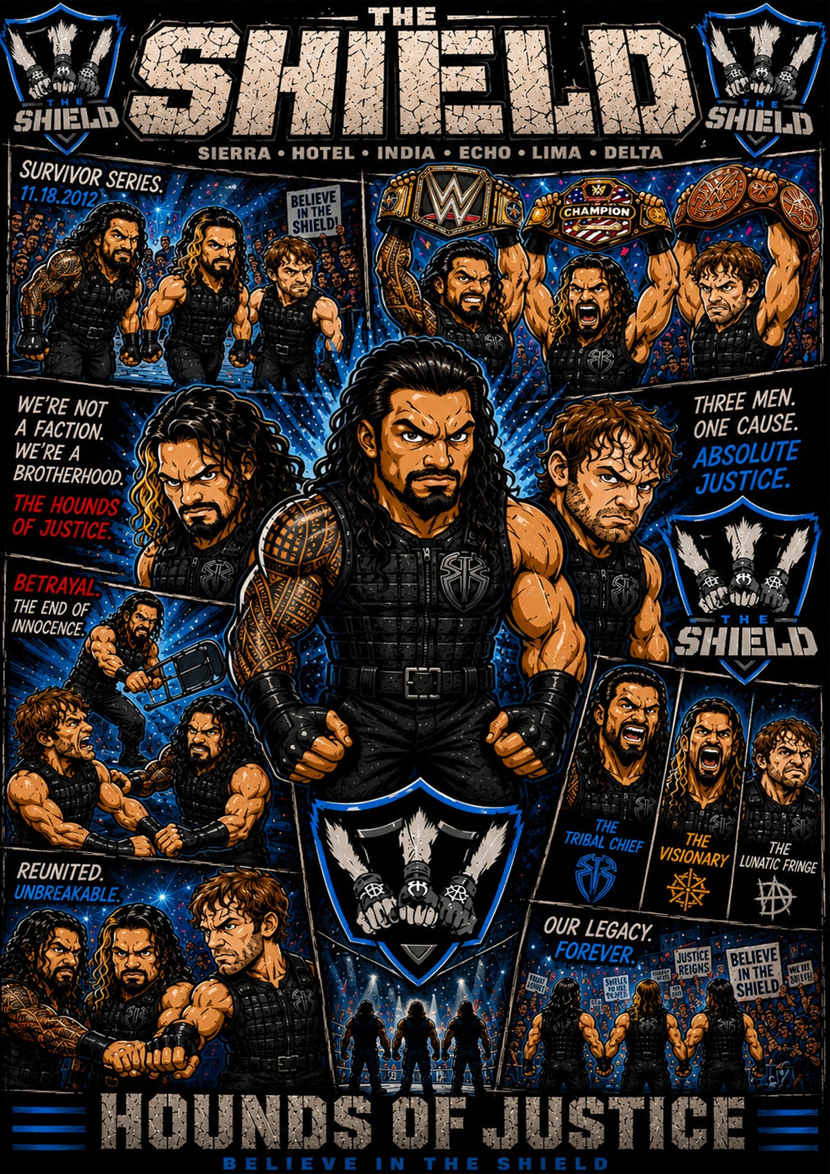 The Shield | Wrestling Legend Poster | Original Caricature Art