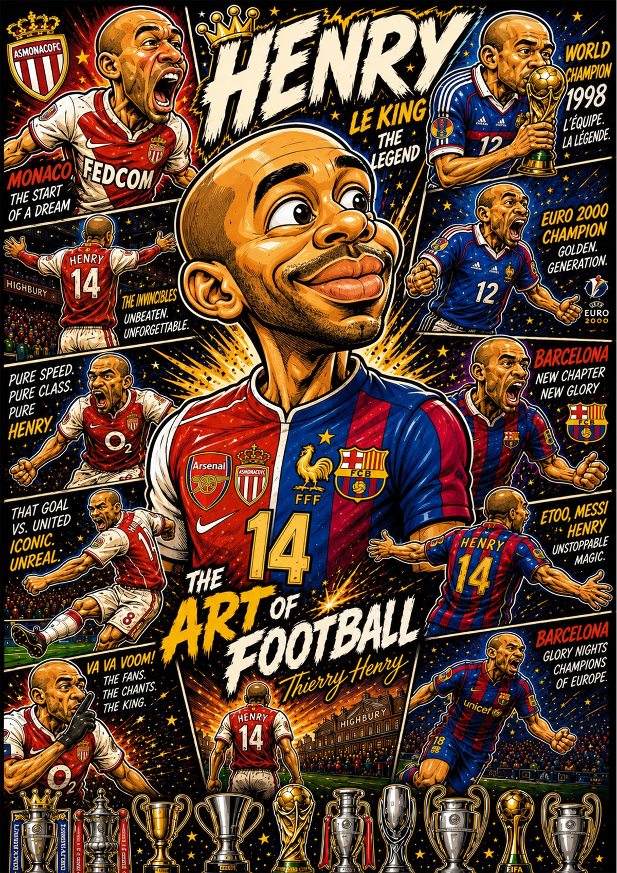 Thierry Henry | Football Legend Poster | Original Caricature Art