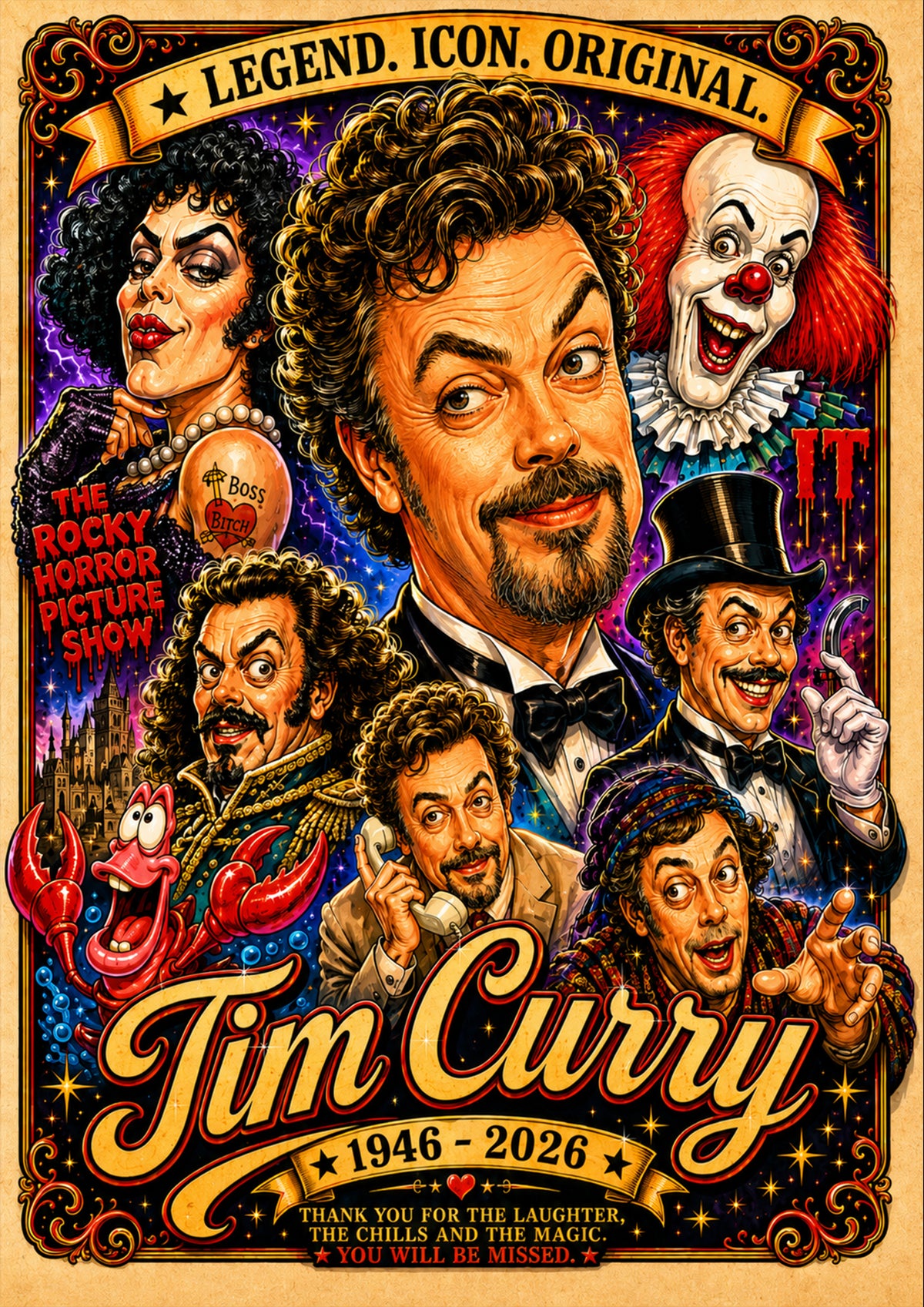 Tim Curry | Movie Legend Poster | Original Caricature Art