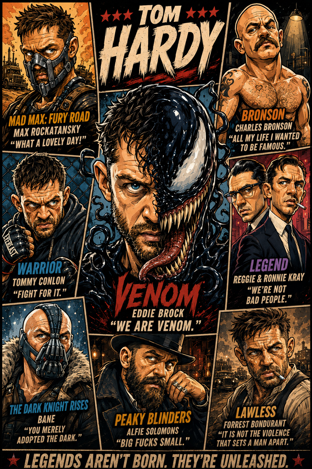 Tom Hardy | Movie Legend Poster | Original Caricature Art