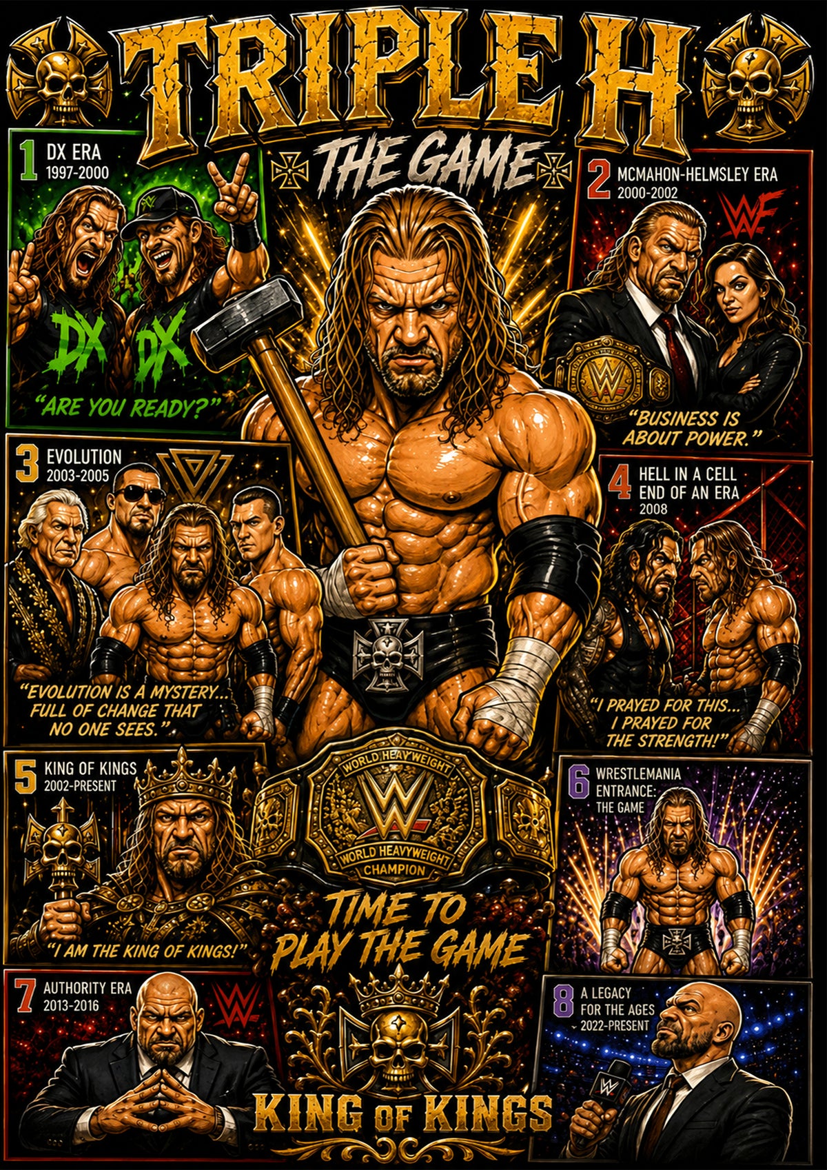 Triple H | Wrestling Legend Poster | Original Caricature Art