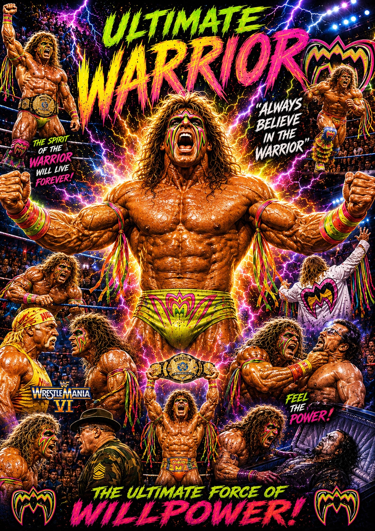 The Ultimate Warrior | Wrestling Legend Poster | Original Caricature Art