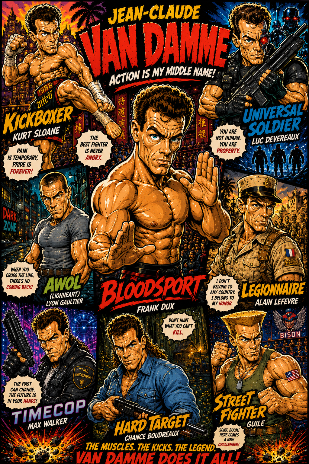 Jean-Claude Van Damme | Movie Legend Poster | Original Caricature Art